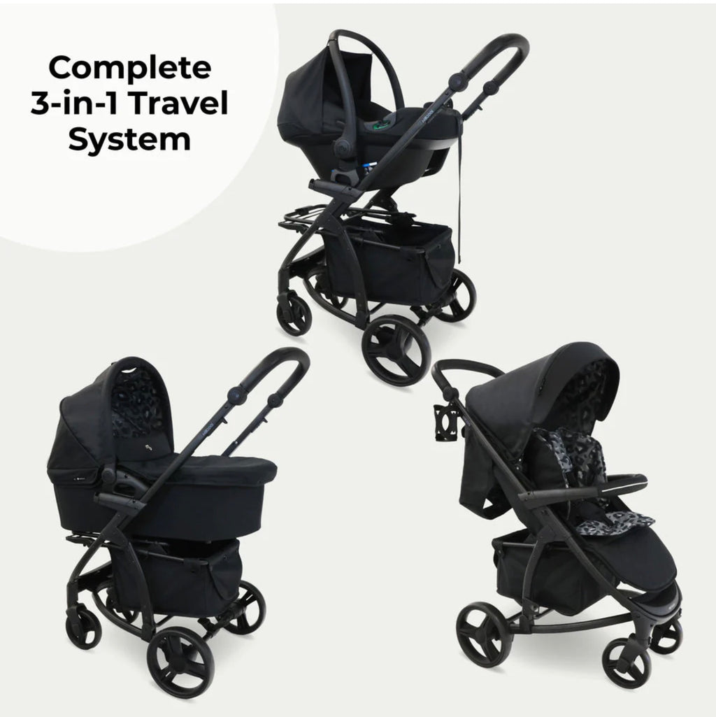 My Babiie MB200i 3-in-1 Travel System with i-Size Car Seat - Black Leopard