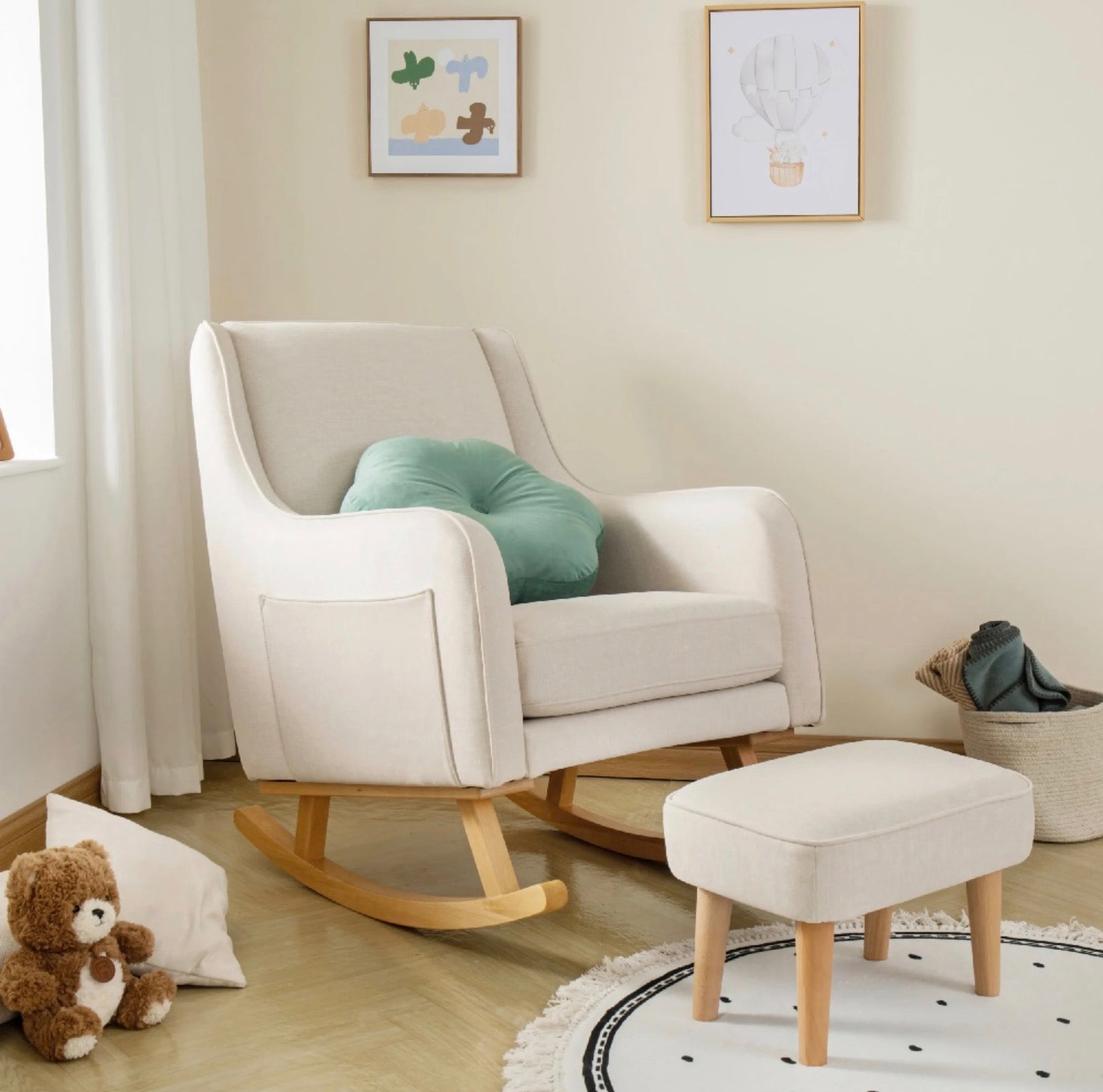 Babymore Freya Nursing Chair with Stool – Cream