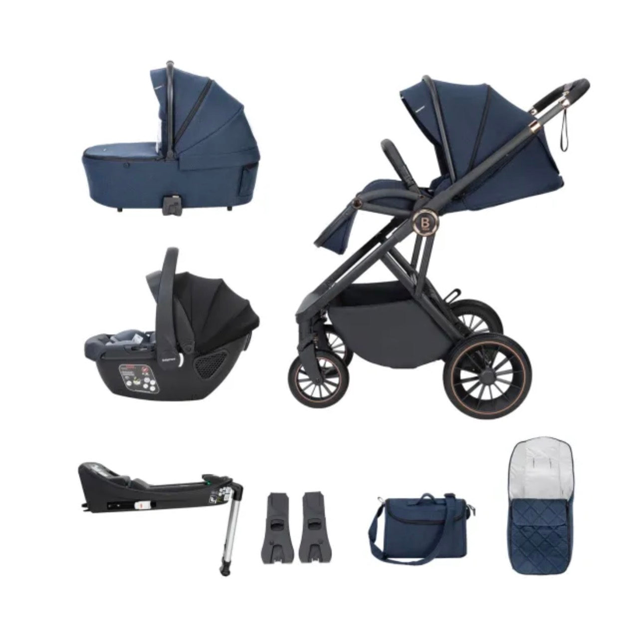 Babymore Chia Travel System Coco with Base - Midnight Blue