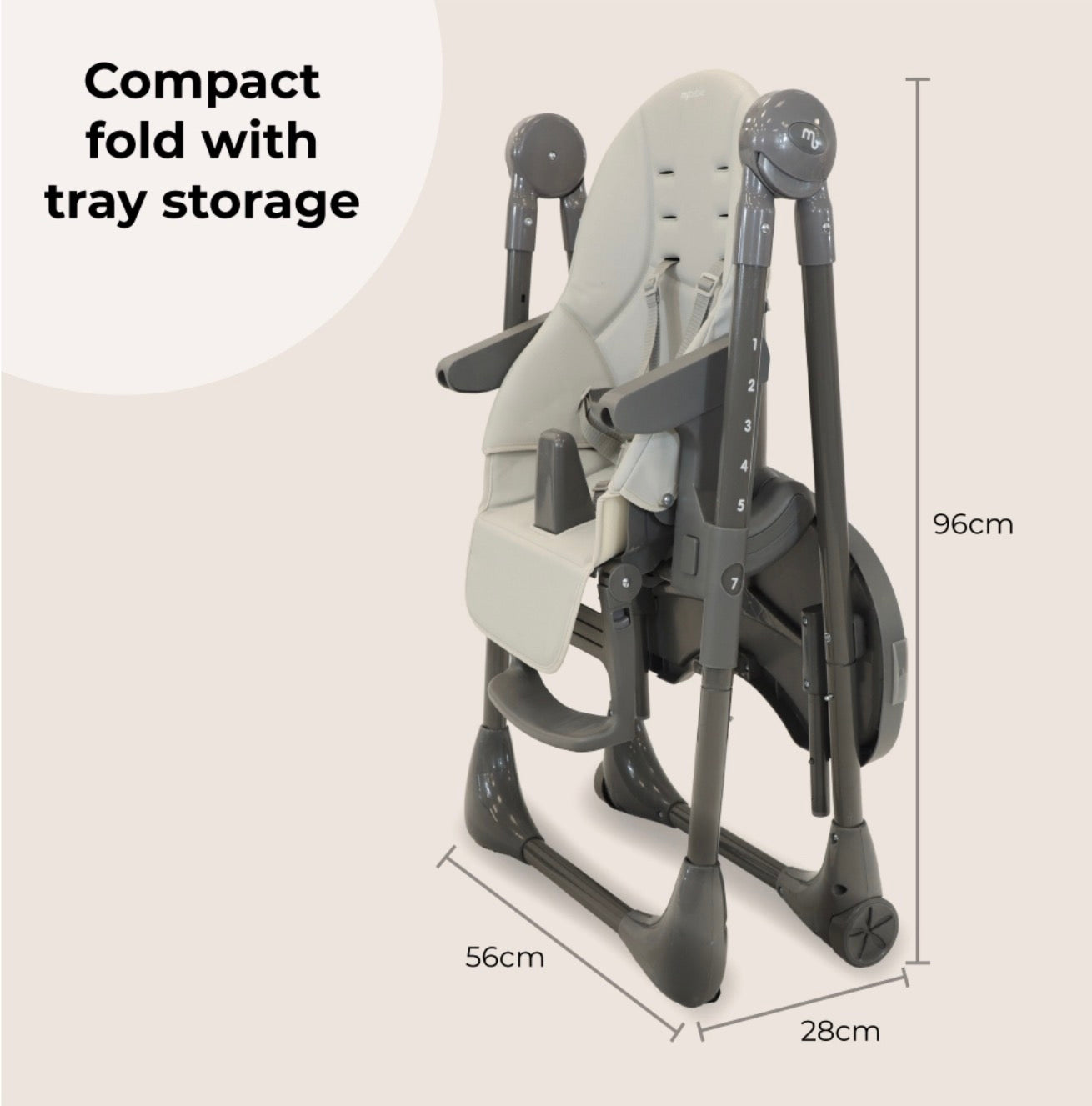 My Babiie Luxe Highchair - Grey (MBHC9GY)