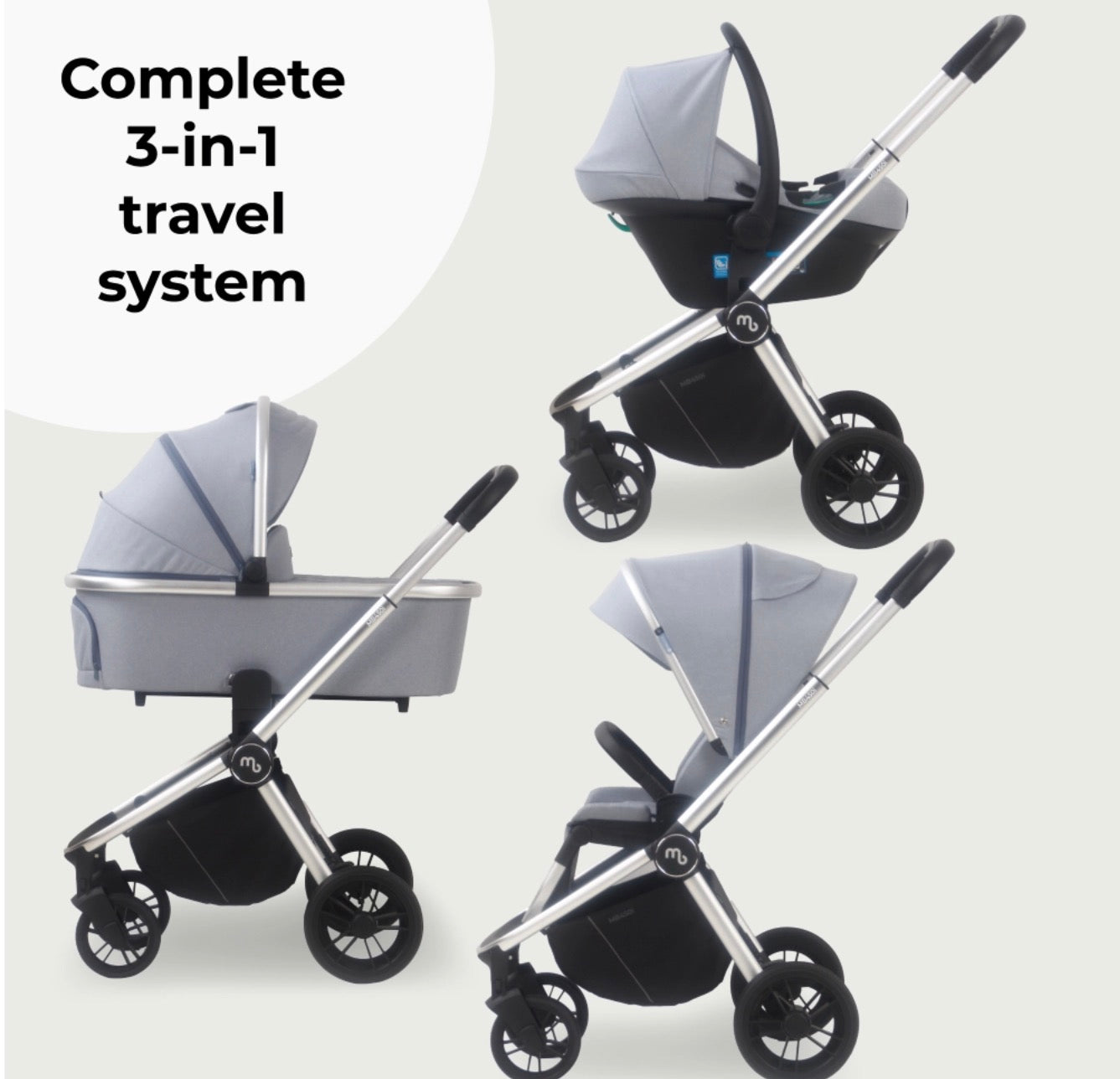 My Babiie MB450i 3 in 1 Travel System - Steel Blue (MB450iBS)
