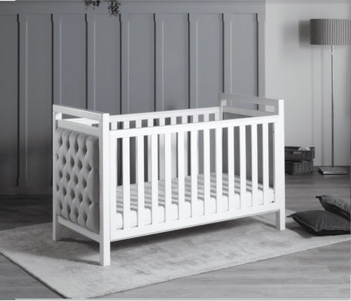 Babymore Deluxe Velvet Cot Bed White/Grey