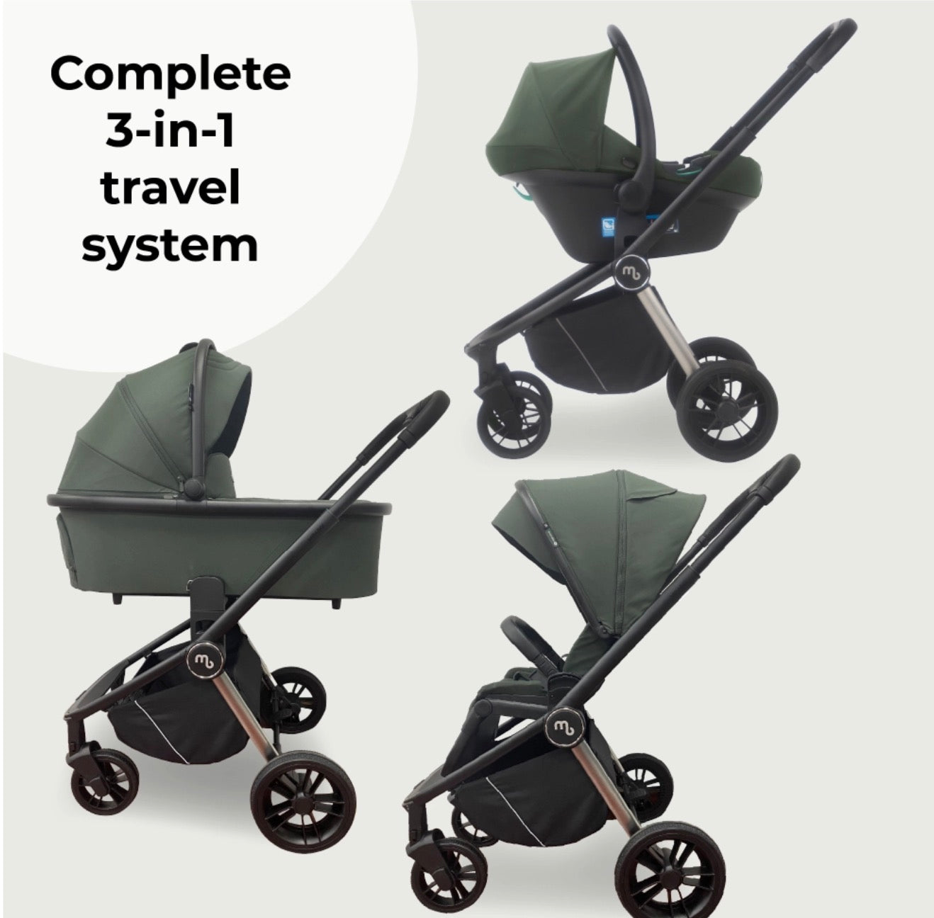 My Babiie MB450i 3 in 1 Travel System - Forest Green (MB450iSG)