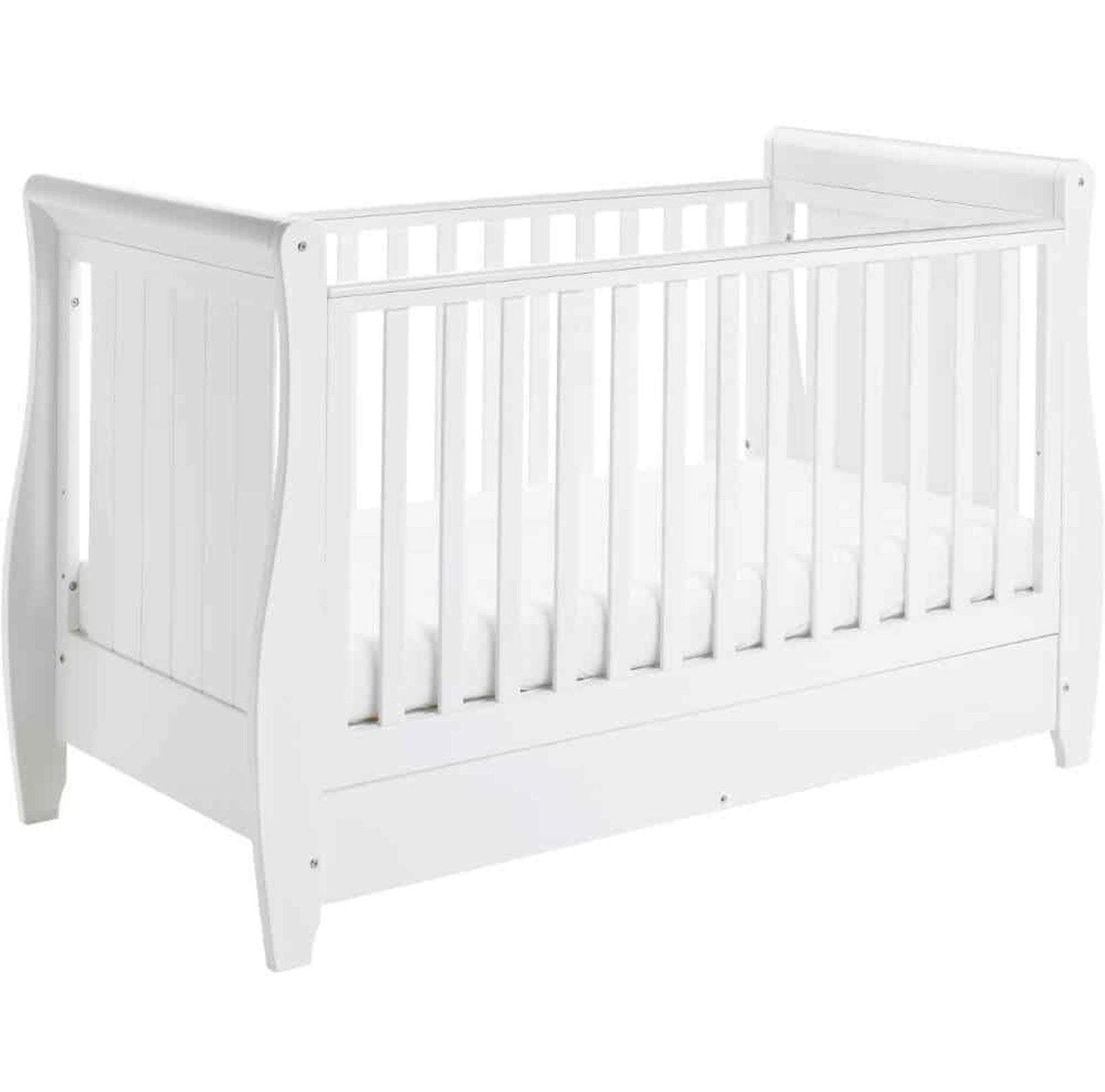 Babymore Stella Dropside Sleigh Cot Bed – White
